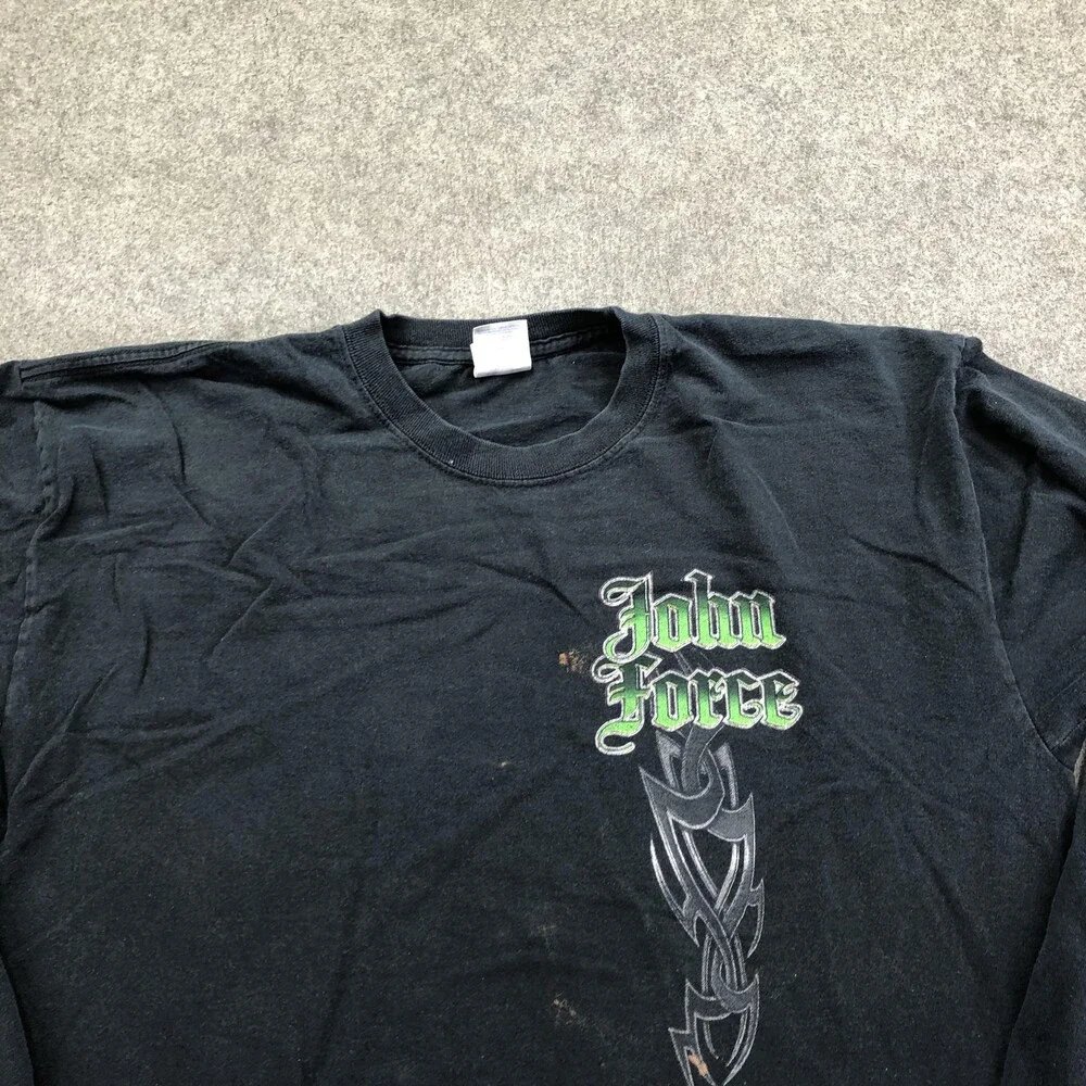 John Force Shirt Mens XL Black Racing Long Sleeve Gildan NHRA Funny Car Graphic